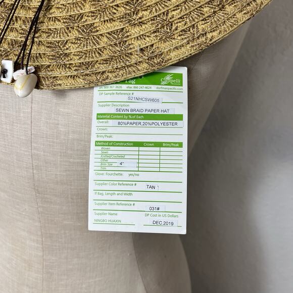 Cappelli Straw Sun Hat Sewn Braid paper hat, 22-1/2" circumference, Size 7-1/4 - Picture 5 of 7